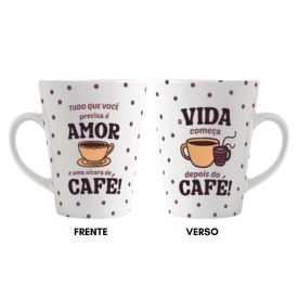 Caneca Amor E Café Lv Porcelanas - 290Ml