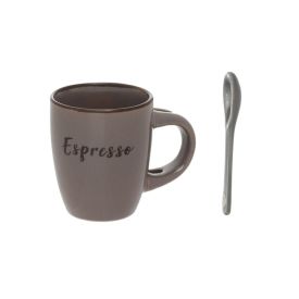 Caneca Com Colher De Cerâmica Espresso Hauskraft 100Ml - Marrom