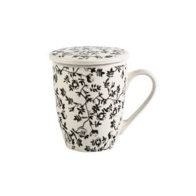 Caneca com Tampa em Porcelana e Filtro de Aço Lyor 340Ml - Flowers