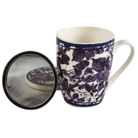Caneca com Tampa em Porcelana e Filtro de Aço Lyor 340Ml - Blue Garden