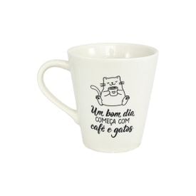 Caneca Cônica Decorada Lv Porcelanas 290Ml - CAFE E GATOS