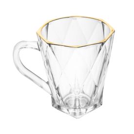 Caneca Cristal Diamond Filete Dourado Lyor - 180ml