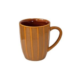 Caneca De Cerâmica Bege Striatto L' Hermitage - 330 Ml