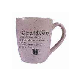 Caneca Flat Natural Gratidão Mellie - 350Ml