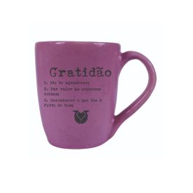 Caneca Flat Rosa Gratidão Mellie - 350Ml