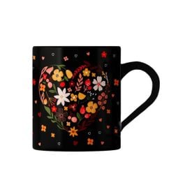 Caneca Preta Lv Porcelanas 300Ml - Preto Floral