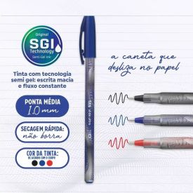 Caneta Esferográfica Slide Ultra Cores Clássicas - 3 Unidades 