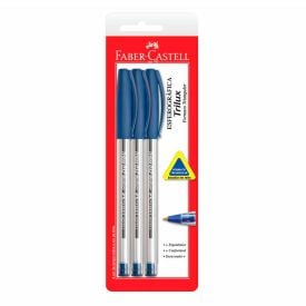 Caneta Esferográfica Trilux Azul 3 Unidades Faber Castell - SM/032AZ