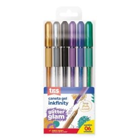 Caneta Gel 1.0 Glitter Glam Tris - 6 Cores