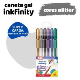 Caneta Gel 1.0 Glitter Glam Tris - 6 Cores