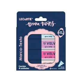 Caneta Marca Texto com Brilho Bruna Tavares Leoarte - 4 Unidades