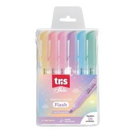 Caneta Marca-Texto Flash Cores Pastel Tris - 6 Unidades
