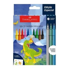 Canetinhas Hidrogr&aacute;ficas Dinossauro Faber Castell - 13 Unidades