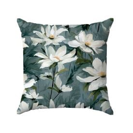 Capa De Almofada Veludo 43X43 Cm Estampada Havan Casa - Margaridas Petroleo