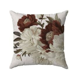 Capa De Almofada Veludo 43X43 Cm Estampada Havan Casa - Floral Bordo