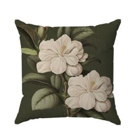 Capa De Almofada Veludo 43X43 Cm Estampada Havan Casa - Flores Verde Musgo