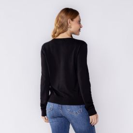 Cardigan Feminino De Tricot Decote Redondo Patricia Foster