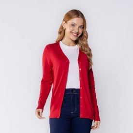 Cardigan Feminino De Tricot Decote V Patricia Foster