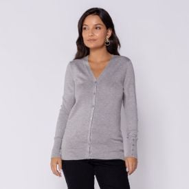 Cardigan Feminino De Tricot Decote V Patricia Foster