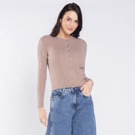 Cardigan Feminino De Tricot Trançado Boby Blues Fendi