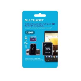 Cartão De Memória Sd Multilaser + Leitor Usb 128Gb - Preto