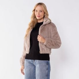 Casaco Feminino Curto De Pelo Sintético Boby Blues