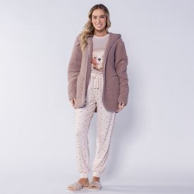 Casaco Feminino Peluciado Com Capuz Camila Moretti