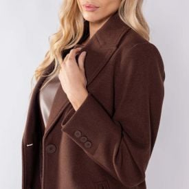 Casaco Sobretudo Feminino De Lã Patricia Foster Marrom