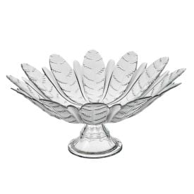 Centro De Mesa Com Pé Folhas 39 Cm Vitazza - Transparente