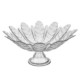 Centro de Mesa Folhas com Pé 39Cm Vitazza - Transparente