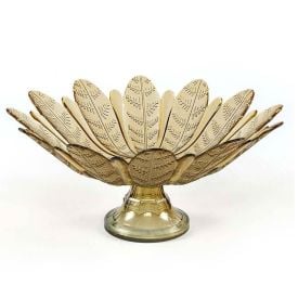 Centro de Mesa Folhas com Pé Âmbar Vitazza - 39Cm