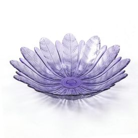 Centro de Mesa Vidro Folhas Vitazza Lavanda - 39cm