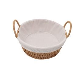 Cesta De Pão Redonda Com Alça Havan Casa 20Cm - Tecido Natural