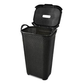 Cesto Com Tampa Basculada Multiuso Rattan Arqplast 50 Litros - Preto