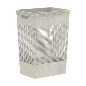 Cesto De Roupas Com Tampa De Plástico Grid Ou 49 Litros - Bege