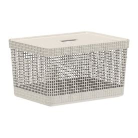 Cesto Organizador Com Tampa Grid Martiplast 20 L - Bege
