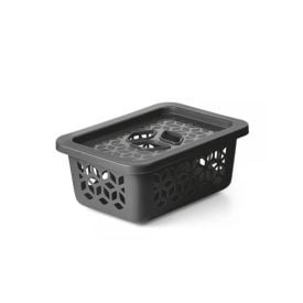 Cesto Organizador Com Tampa Uz 1,5 Litro - Preto