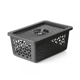 Cesto Organizador Com Tampa Uz 5 Litros - Preto
