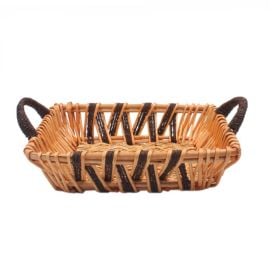 Cesto Retangular Com Alça Vime Havan Casa 37 Cm - Marrom