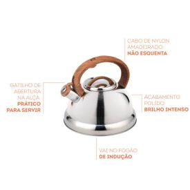 Chaleira Com Apito Roma Havan Casa 2.7L - Amadeirado