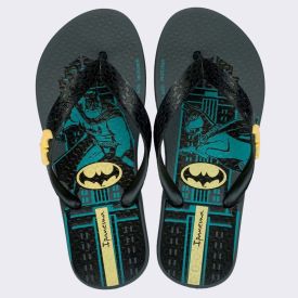 Chinelo Infantil Super Pets Ipanema Grafite/Preto/Verde