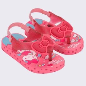 Chinelo Ipanema Bebê Hello Kitty Funny Rosa/Glitter
