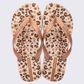Chinelo Ipanema Feminino Happy Bege/Ouro/Marrom
