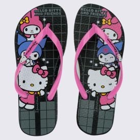 Chinelo Ipanema Feminino Hello Kitty And Friends Preto/Lilas