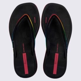 Chinelo Ipanema Infantil Glow Preto/Preto/Rosa