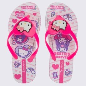 Chinelo Ipanema Infantil Hello Kitty And Friends Branco/Rosa