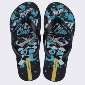 Chinelo Ipanema Infantil Hot Wheels Preto/Azul/Branco