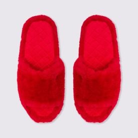 Chinelo Slide De Pelos Camila Moretti - VERMELHO ESCURO 39/40