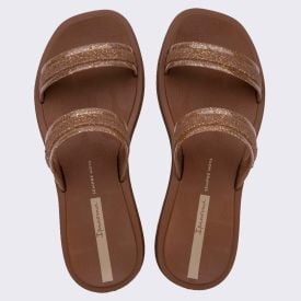 Chinelo Slide Ipanema Feminino Glow Trendy Marrom/Glitter