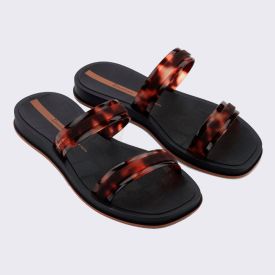 Chinelo Slide Ipanema Feminino Glow Trendy Preto/Tartaruga/Marrom